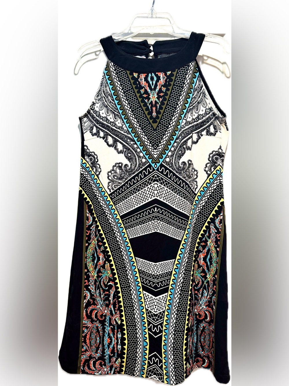 Apt 9 stretch matte jersey boho print halter dress PXS